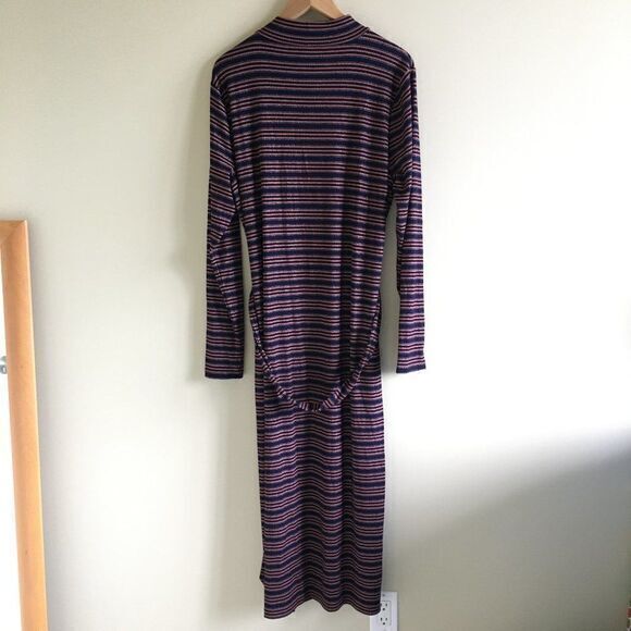 NEW LOFT Ann taylor dress stripe‎ metallic long slv - Picture 3 of 7